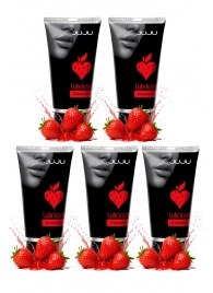 Набор из 5 съедобных лубрикантов JUJU со вкусом клубники - JuJu - купить с доставкой в Комсомольске-на-Амуре Набор из 5 съедобных лубрикантов JUJU со вкусом клубники - JuJu - купить с доставкой в Комсомольске-на-Амуре