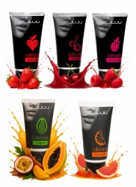 Набор из 5 съедобных лубрикантов JUJU (клубника, малина, тропические фрукты, вишня, грейпфрут) - JuJu - купить с доставкой в Комсомольске-на-Амуре Набор из 5 съедобных лубрикантов JUJU (клубника, малина, тропические фрукты, вишня, грейпфрут) - JuJu - купить с доставкой в Комсомольске-на-Амуре