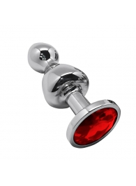 Серебристая анальная втулка Wooomy Lollypop Size S с красным кристаллом - Adrien Lastic в Комсомольске-на-Амуре Серебристая анальная втулка Wooomy Lollypop Size S с красным кристаллом - Adrien Lastic