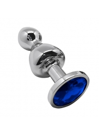 Серебристая анальная втулка Wooomy Lollypop Size S с синим кристаллом - Adrien Lastic в Комсомольске-на-Амуре Серебристая анальная втулка Wooomy Lollypop Size S с синим кристаллом - Adrien Lastic