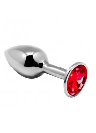 Серебристая анальная втулка Mini Metal Butt Plug Size M с красным кристаллом - Adrien Lastic в Комсомольске-на-Амуре Серебристая анальная втулка Mini Metal Butt Plug Size M с красным кристаллом - Adrien Lastic