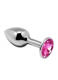 Серебристая анальная втулка Mini Metal Butt Plug Size M с розовым кристаллом - Adrien Lastic в Комсомольске-на-Амуре Серебристая анальная втулка Mini Metal Butt Plug Size M с розовым кристаллом - Adrien Lastic