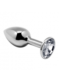 Серебристая анальная втулка с прозрачным кристаллом Mini Metal Butt Plug Size L - 9 см. - Adrien Lastic в Комсомольске-на-Амуре Серебристая анальная втулка с прозрачным кристаллом Mini Metal Butt Plug Size L - 9 см. - Adrien Lastic