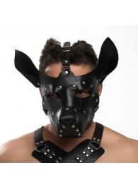 Черная кожаная маска «Собака» - Crazy Handmade - купить с доставкой в Комсомольске-на-Амуре