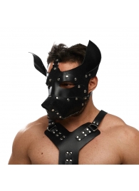Черная кожаная маска «Собака» - Crazy Handmade - купить с доставкой в Комсомольске-на-Амуре