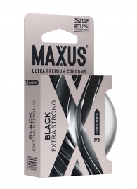 Черные утолщенные презервативы MAXUS Extra Strong с железным кейсом - 3 шт. - Maxus - купить с доставкой в Комсомольске-на-Амуре