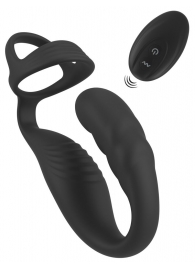 Черное эрекционное кольцо со стимуляцией промежности и анальной пробкой Cock Ring with RC Prostate Plug - Orion - в Комсомольске-на-Амуре купить с доставкой Черное эрекционное кольцо со стимуляцией промежности и анальной пробкой Cock Ring with RC Prostate Plug - Orion - в Комсомольске-на-Амуре купить с доставкой