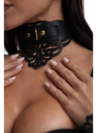 Фигурный чокер с узорами и золотистой фурнитурой - Crazy Handmade - купить с доставкой в Комсомольске-на-Амуре