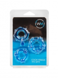 Набор из 3 синих эрекционных колец с различным рельефом - Erowoman-Eroman - в Комсомольске-на-Амуре купить с доставкой Набор из 3 синих эрекционных колец с различным рельефом - Erowoman-Eroman - в Комсомольске-на-Амуре купить с доставкой