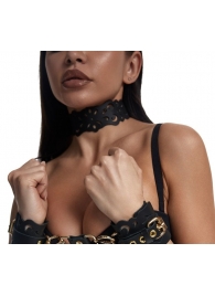 Черный ажурный чокер с золотистой фурнитурой - Crazy Handmade - купить с доставкой в Комсомольске-на-Амуре