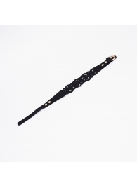 Черный ажурный чокер с золотистой фурнитурой - Crazy Handmade - купить с доставкой в Комсомольске-на-Амуре