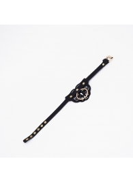 Черный чокер с клепками и золотистой фурнитурой - Crazy Handmade - купить с доставкой в Комсомольске-на-Амуре