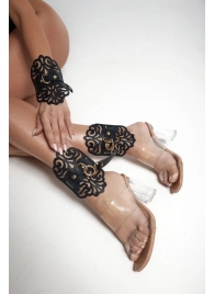 Черный фигурные оковы с золотистой фурнитурой - Crazy Handmade - купить с доставкой в Комсомольске-на-Амуре