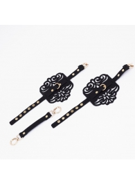 Черный фигурные оковы с золотистой фурнитурой - Crazy Handmade - купить с доставкой в Комсомольске-на-Амуре