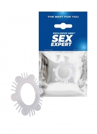 Эластичное эрекционное кольцо с шипиками и шариками - Sex Expert - в Комсомольске-на-Амуре купить с доставкой