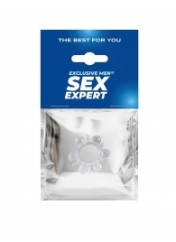 Прозрачное эрекционное кольцо с шариками и шипами - Sex Expert - в Комсомольске-на-Амуре купить с доставкой