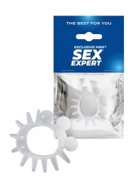 Эластичное эрекционное кольцо с шариками и лучами - Sex Expert - в Комсомольске-на-Амуре купить с доставкой