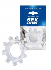 Прозрачное эрекционное кольцо со стимулирующими шариками - Sex Expert - в Комсомольске-на-Амуре купить с доставкой