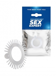 Эластичное эрекционное кольцо с шипиками и шариком - Sex Expert - в Комсомольске-на-Амуре купить с доставкой