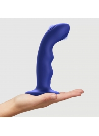 Синяя насадка-стимулятор Strap-On-Me Tapping Dildo Wave - Strap-on-me - купить с доставкой в Комсомольске-на-Амуре
