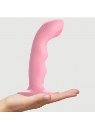 Розовая насадка-стимулятор Strap-On-Me Tapping Dildo Wave - Strap-on-me - купить с доставкой в Комсомольске-на-Амуре