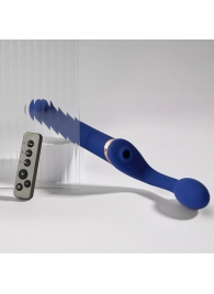 Синий безремневой страпон Multi Orgasm Bendable Strap-On size L с клиторальной стимуляцией - Strap-on-me - купить с доставкой в Комсомольске-на-Амуре