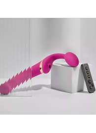 Ярко-розовый безремневой страпон Multi Orgasm Bendable Strap-On size XL с клиторальной стимуляцией - Strap-on-me - купить с доставкой в Комсомольске-на-Амуре