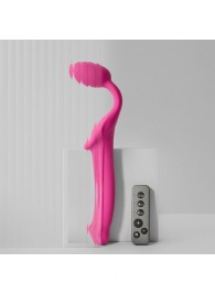 Ярко-розовый безремневой страпон Strap-on-me Vibrating Bendable Strap-On size XL - Strap-on-me - купить с доставкой в Комсомольске-на-Амуре