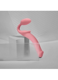 Розовый безремневой страпон Strap-on-me Semi-Realistic Bendable Strap-On size L - Strap-on-me - купить с доставкой в Комсомольске-на-Амуре