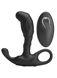 Черный изогнутый массажёр простаты с вибрацией и пультом ДУ - Baile - в Комсомольске-на-Амуре купить с доставкой