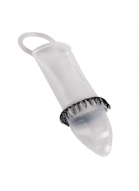 Закрытая насадка на пенис с подхватом мошонки и стимулирующими «ресничками» - Sextaz - в Комсомольске-на-Амуре купить с доставкой