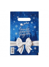 Сине-белый подарочный новогодний пакет с вырубной ручкой (20х30 см) - Сима-Ленд - купить с доставкой в Комсомольске-на-Амуре