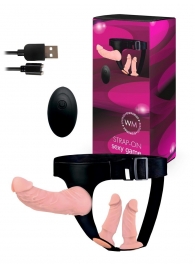 Женский страпон с 3 насадками и вибрацией - Erowoman-Eroman - купить с доставкой в Комсомольске-на-Амуре