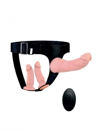 Женский страпон с 3 насадками и вибрацией - Erowoman-Eroman - купить с доставкой в Комсомольске-на-Амуре