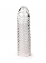 Прозрачная закрытая насадка на пенис с ребрышками - 16 см. - Sex Expert - в Комсомольске-на-Амуре купить с доставкой