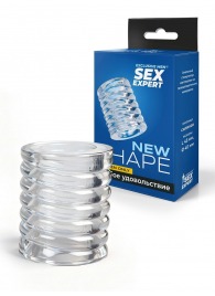 Прозрачная сквозная насадка на пенис с ребрышками - Sex Expert - в Комсомольске-на-Амуре купить с доставкой