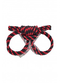 Черно-красные наручники-оковы ’’Узел-омега’’ из хлопковой веревки - Pecado - купить с доставкой в Комсомольске-на-Амуре
