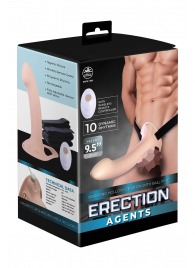 Телесный полый страпон с вибрацией Erection Agents - 24,1 см. - NMC - купить с доставкой в Комсомольске-на-Амуре