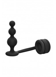 Черное эрекционное кольцо с анальной елочкой Cockring With Beaded Anal Plug - Dream Toys - в Комсомольске-на-Амуре купить с доставкой
