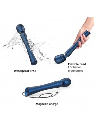 Синий вибромассажёр с насадками Man.wand Edgy - Manwan - в Комсомольске-на-Амуре купить с доставкой