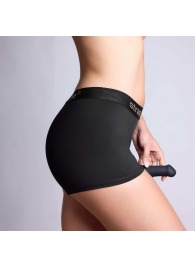 Черные трусики-боксеры для фиксации насадок Strap-on-me Harness Lingerie Allure - size XL - Strap-on-me - купить с доставкой в Комсомольске-на-Амуре