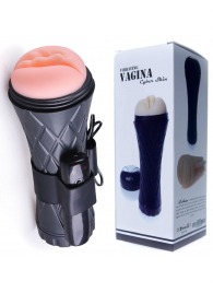 Телесный мастурбатор-вагина в черной колбе с вибрацией - Boys of Toys - в Комсомольске-на-Амуре купить с доставкой