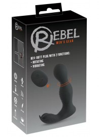 Черная анальная пробка с вибрацией, вращением и пультом ДУ RC Butt Plug with 2 Functions - Orion - в Комсомольске-на-Амуре купить с доставкой