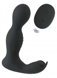 Черная анальная пробка с вибрацией, вращением и пультом ДУ RC Butt Plug with 2 Functions - Orion - в Комсомольске-на-Амуре купить с доставкой