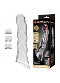 Прозрачный фаллоудлинитель с 3 вставками - 28 см. - Baile - в Комсомольске-на-Амуре купить с доставкой