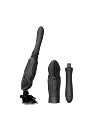 Черная секс-машина с функцией нагрева, насадками и присоской Sesh - Zalo - купить с доставкой в Комсомольске-на-Амуре