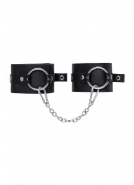 Черные оковы из толстой кожи с люверсами - Pecado - купить с доставкой в Комсомольске-на-Амуре