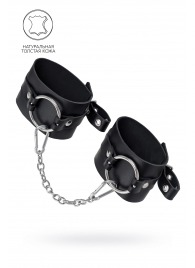 Черные оковы из толстой кожи с люверсами - Pecado - купить с доставкой в Комсомольске-на-Амуре