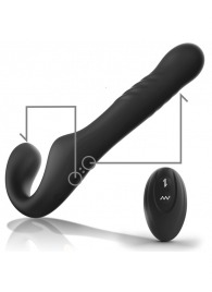 Черный безремневой страпон с вибрацией и возвратно-поступательными движениями - 24 см. - Ibiza - купить с доставкой в Комсомольске-на-Амуре