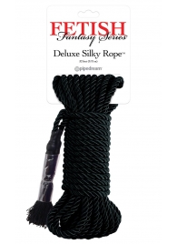 Черная веревка для фиксации Deluxe Silky Rope - 9,75 м. - Pipedream - купить с доставкой в Комсомольске-на-Амуре